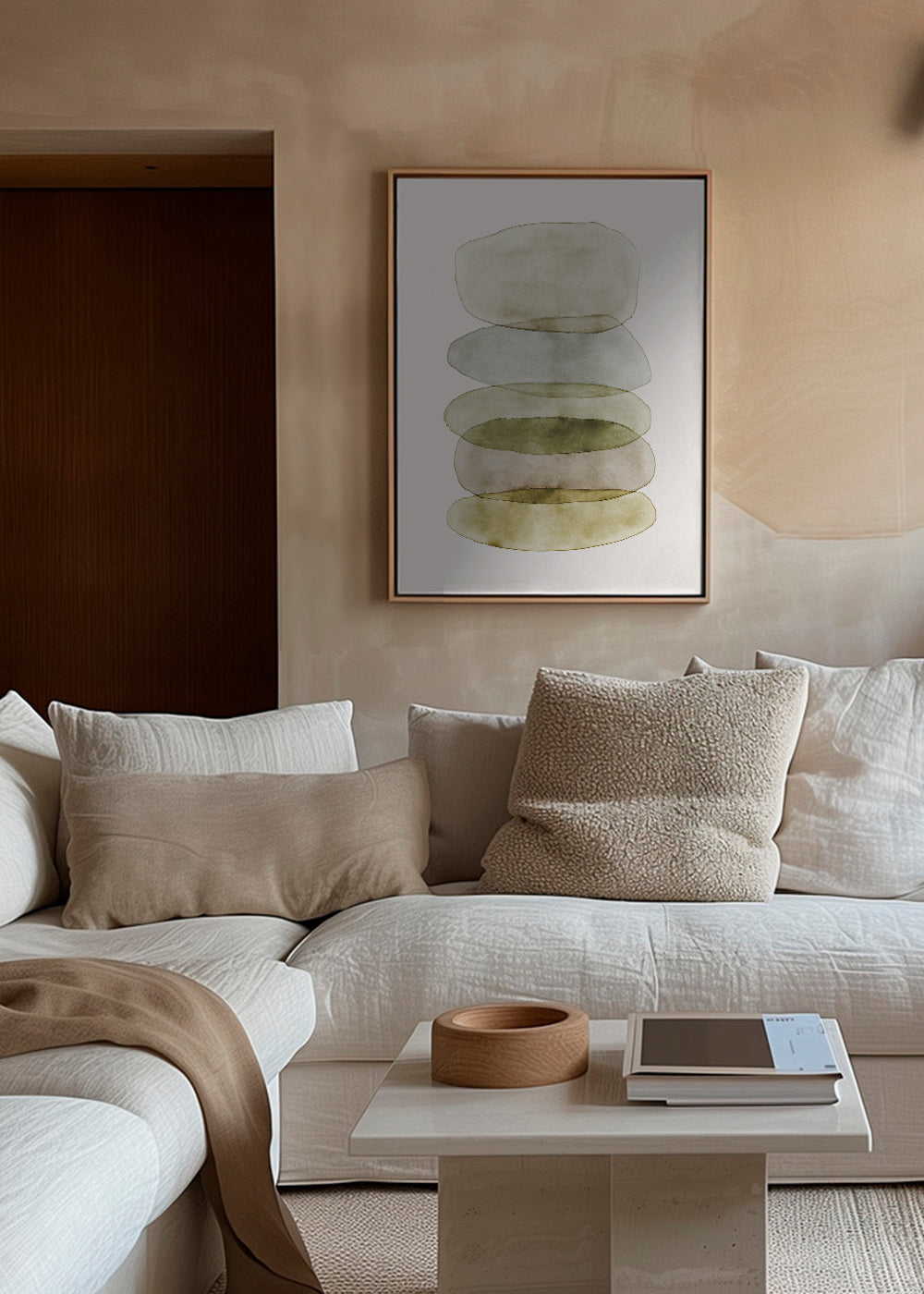 Obra abstrata de formas em aquarela empilhadas