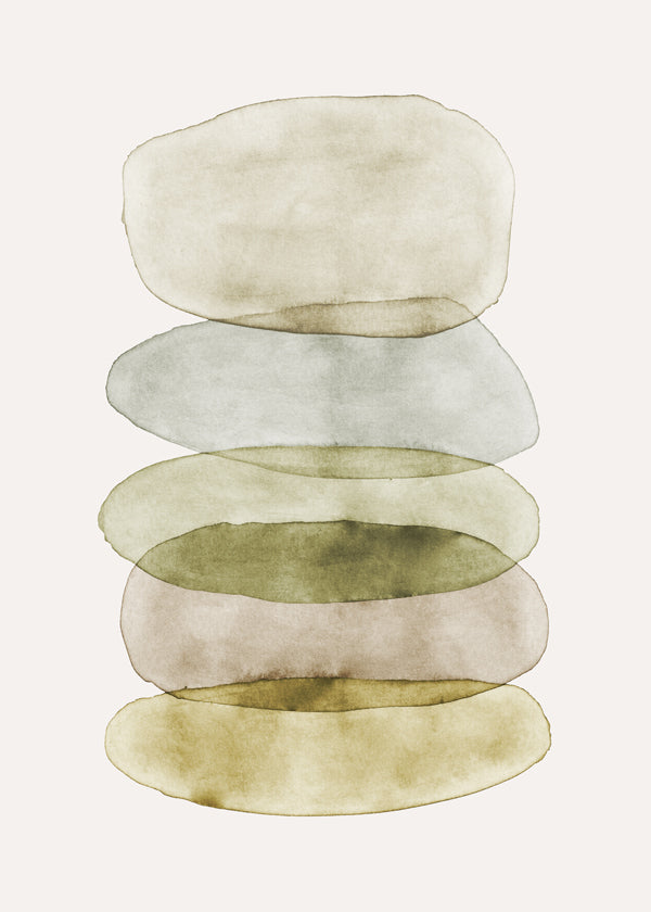 Obra abstrata de formas em aquarela empilhadas