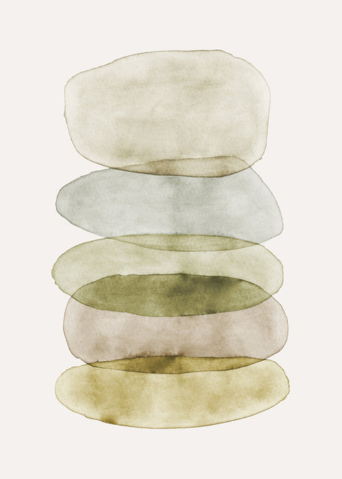 Obra abstrata de formas em aquarela empilhadas