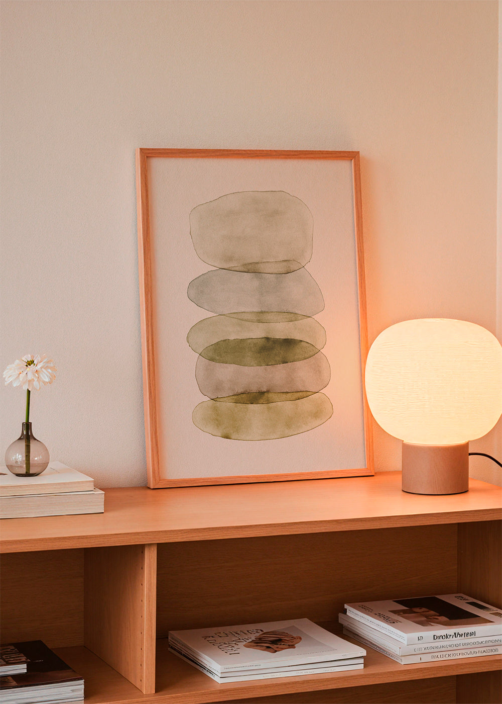 Obra abstrata de formas em aquarela empilhadas