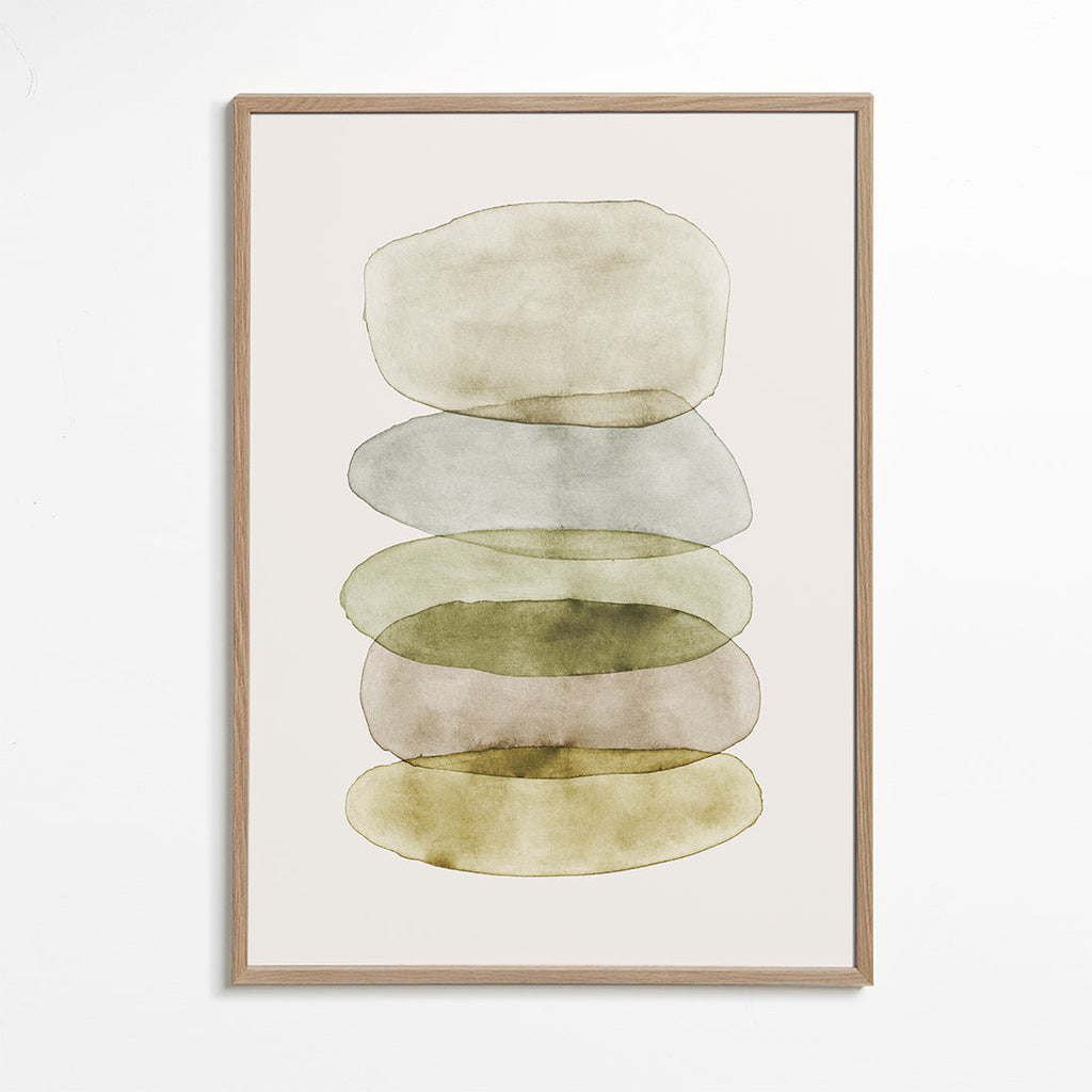 Obra abstrata de formas em aquarela empilhadas