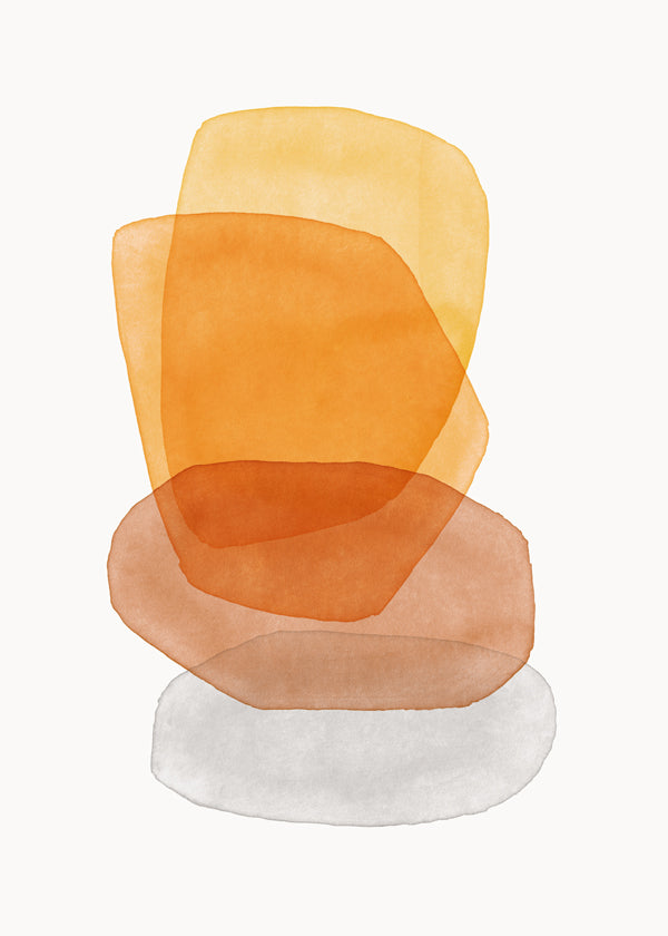 Arte abstrata com formas ocres empilhadas