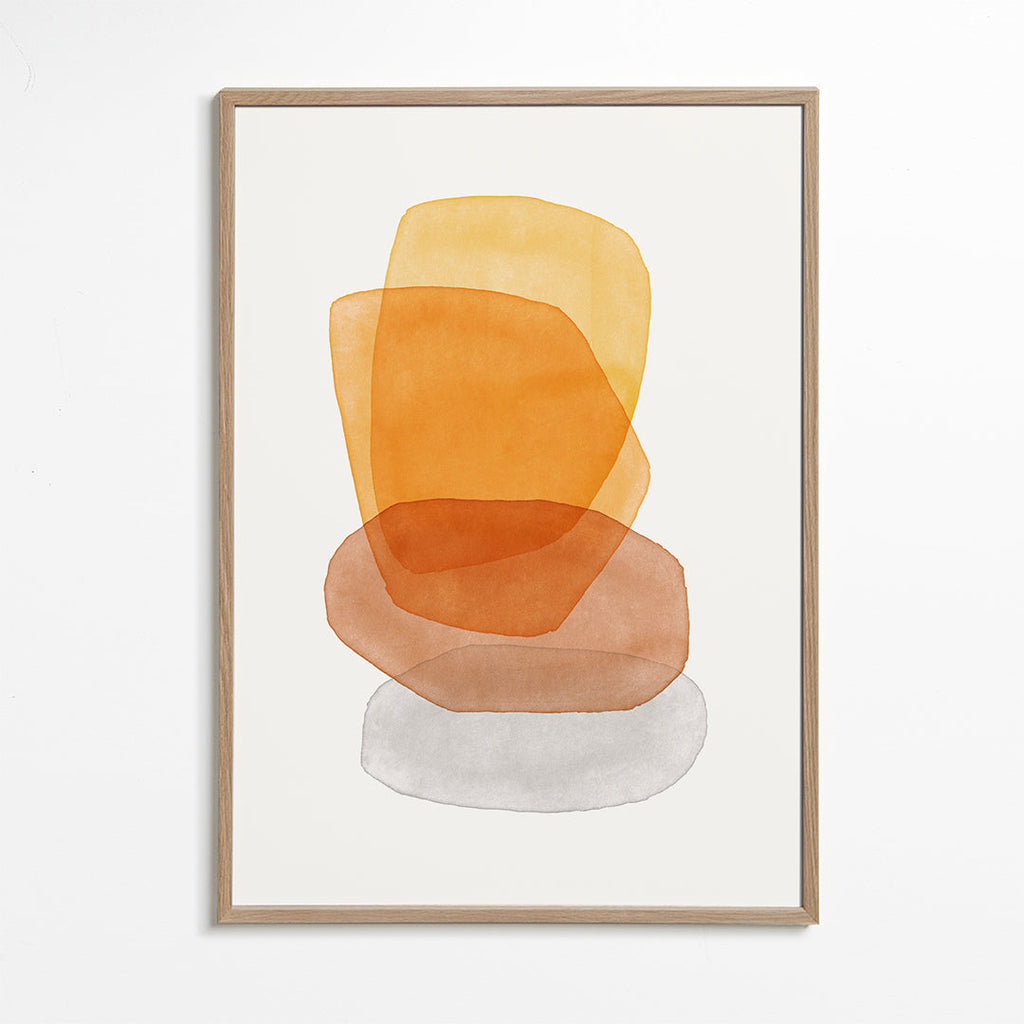 Arte abstrata com formas ocres empilhadas