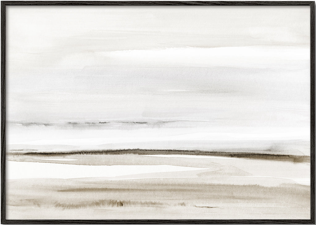 Quadro paisagem em aquarela neutra