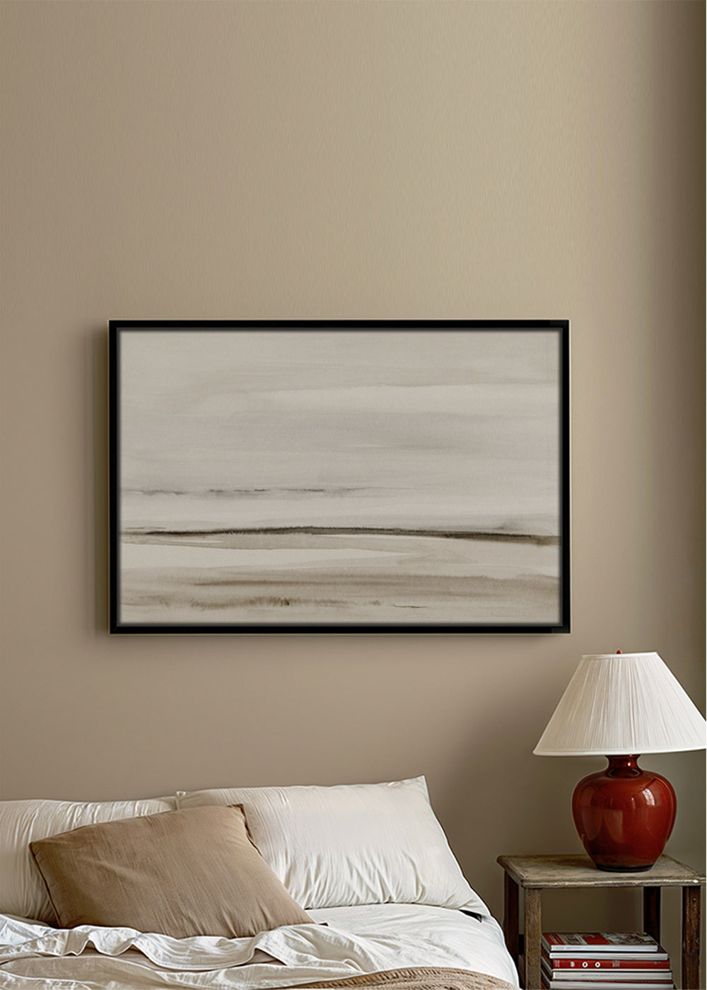 Quadro paisagem em aquarela neutra