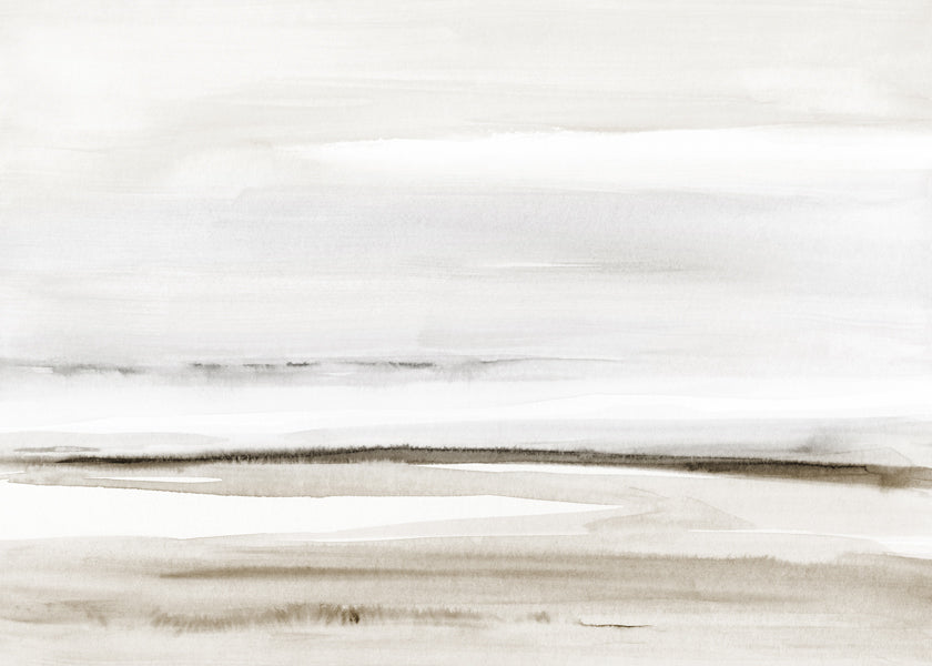 Quadro paisagem em aquarela neutra
