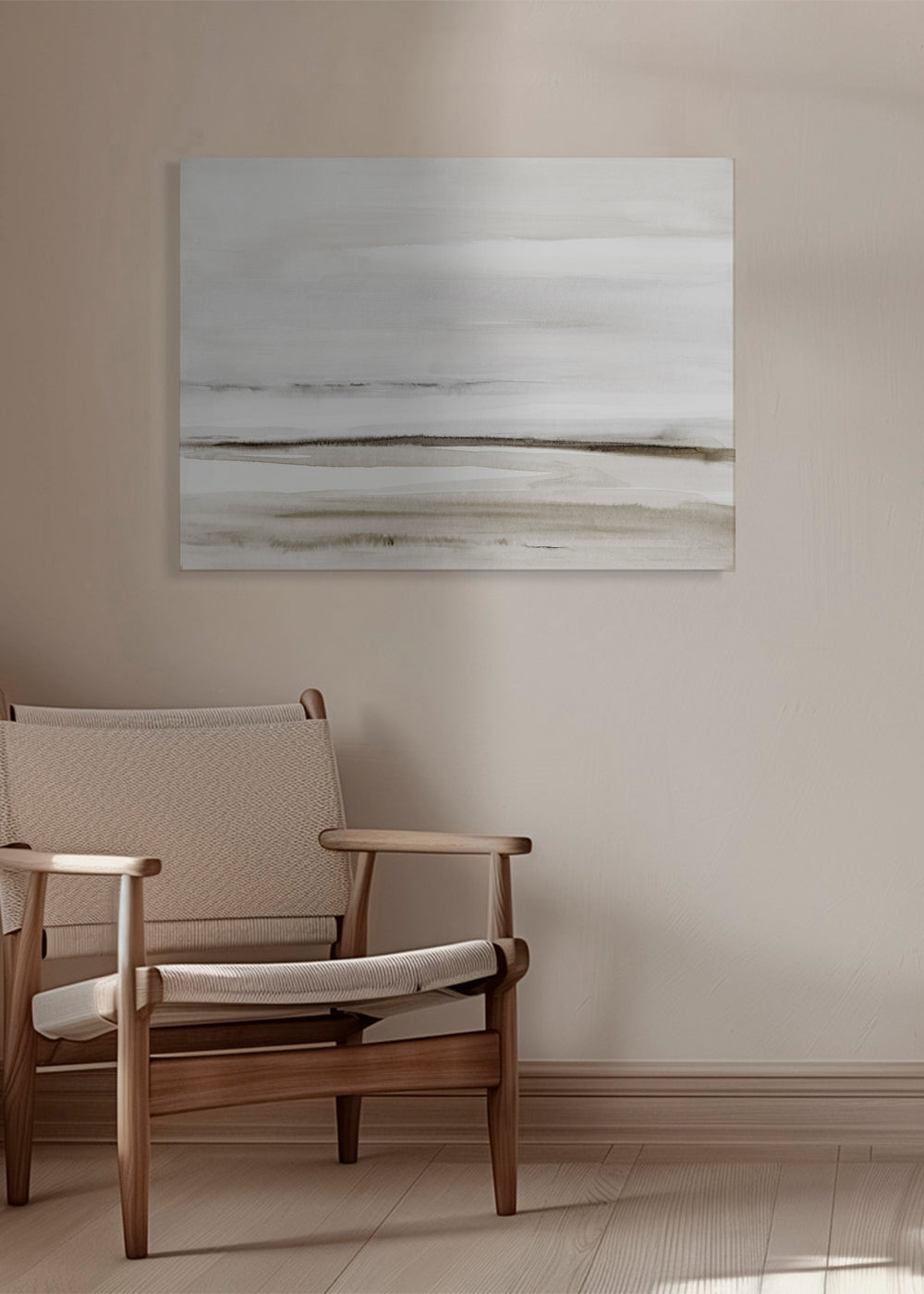 Quadro paisagem em aquarela neutra