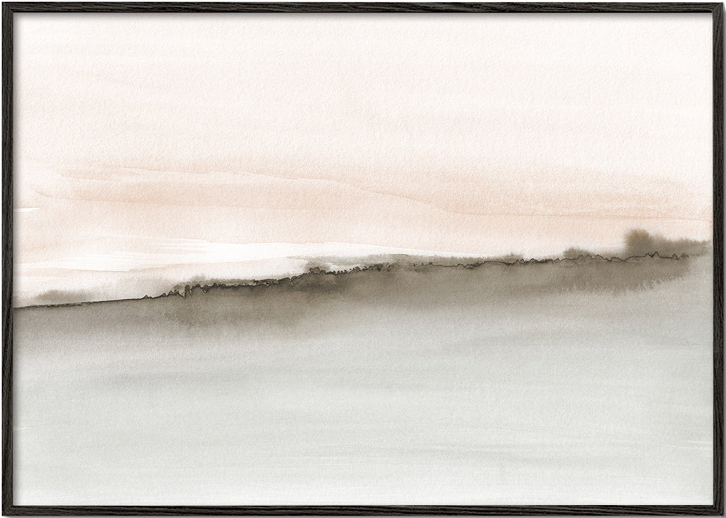 Paisagem em aquarela coral e sépia