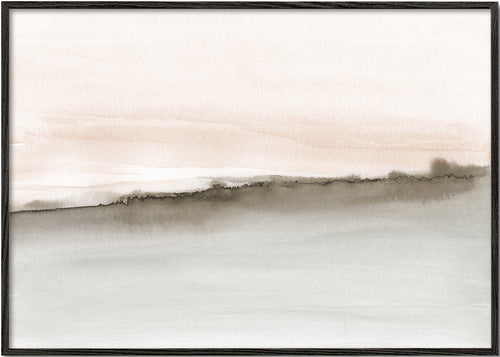 Paisagem em aquarela coral e sépia