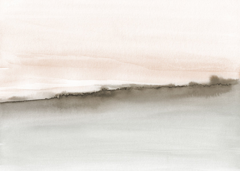Paisagem em aquarela coral e sépia
