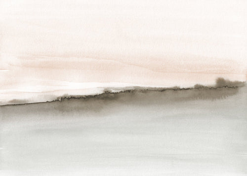 Paisagem em aquarela coral e sépia