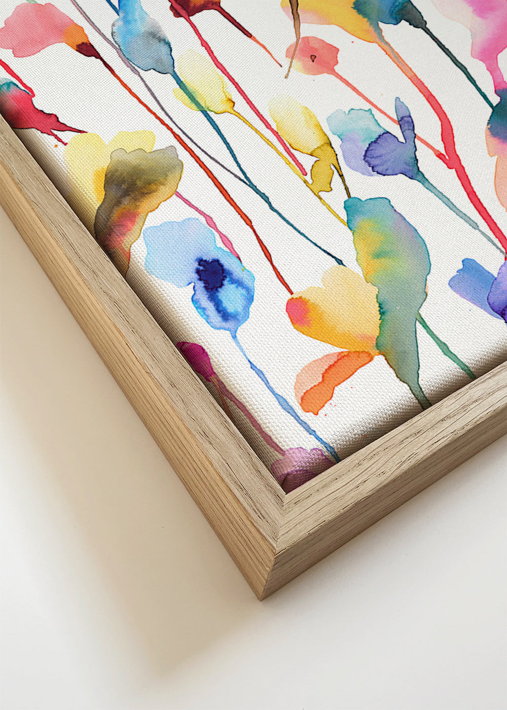 Estampa botânica em aquarela com flores silvestres