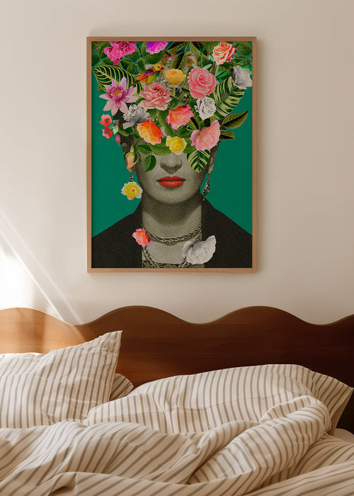 Ilustração retrato com coroa floral