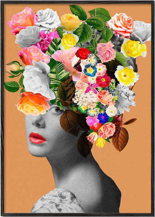Estampa botânica com retrato floral