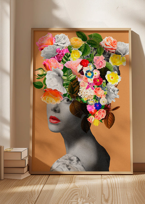 Estampa botânica com retrato floral