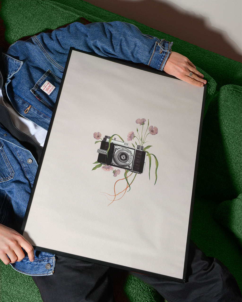 Floral kodak camera - Framed poster detail
