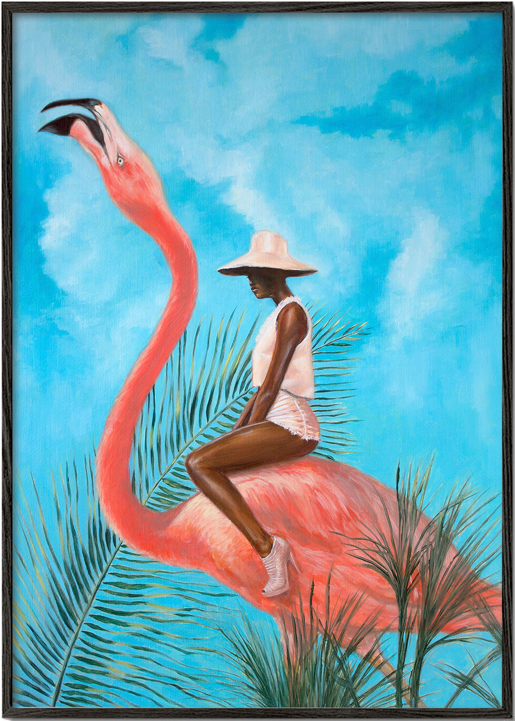 Quadro flamingo com figura