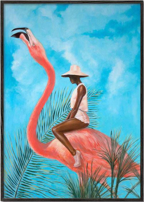 Quadro flamingo com figura
