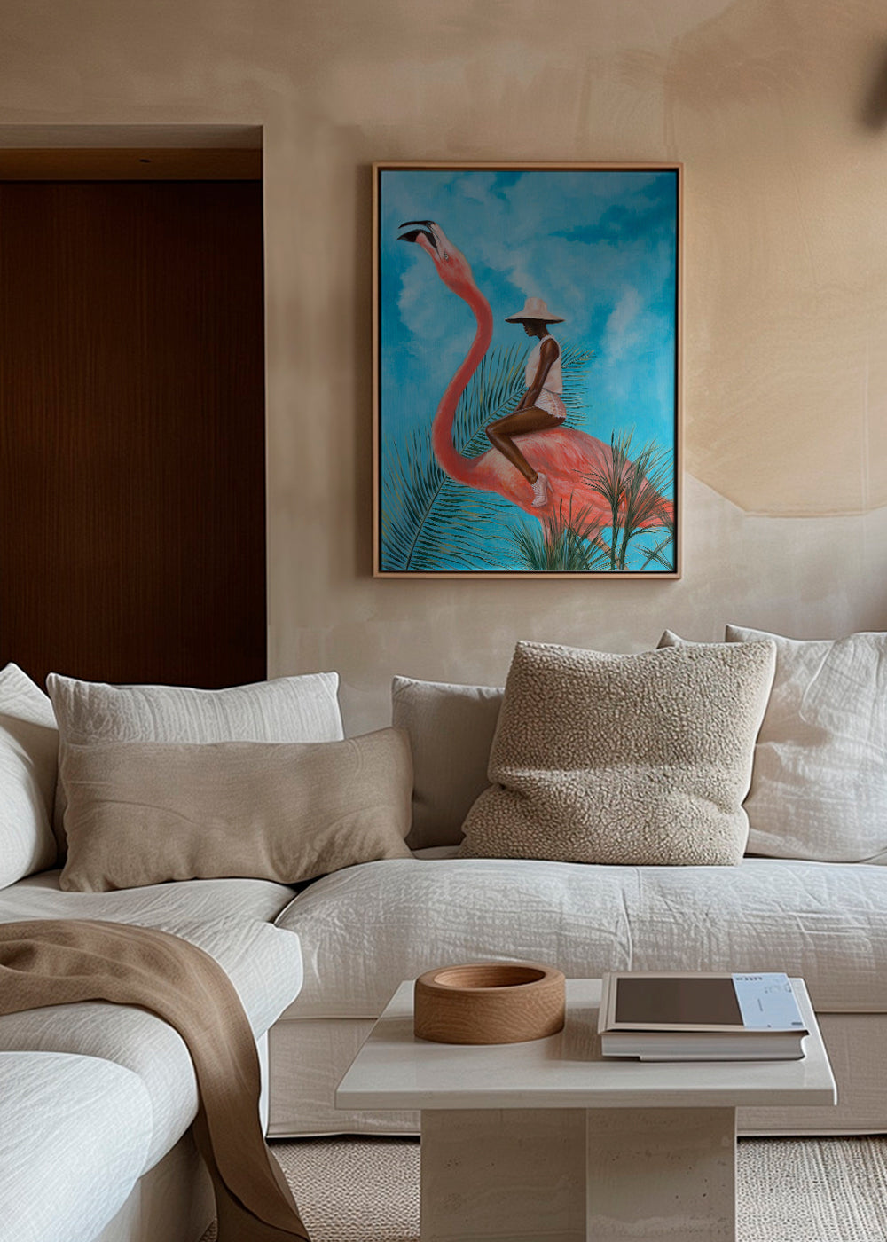 Quadro flamingo com figura