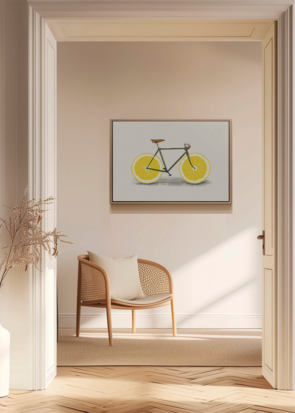 Arte para cozinha bicicleta com rodas de limão