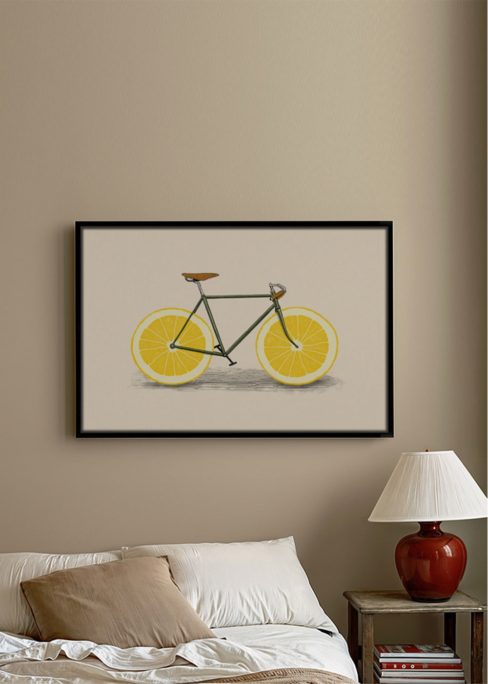 Arte para cozinha bicicleta com rodas de limão