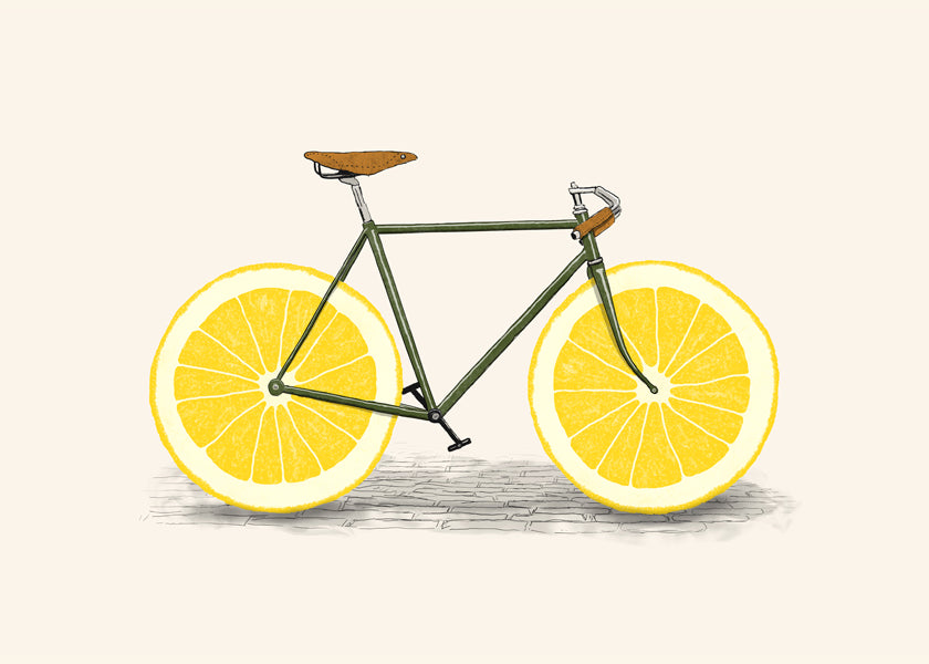 Arte para cozinha bicicleta com rodas de limão
