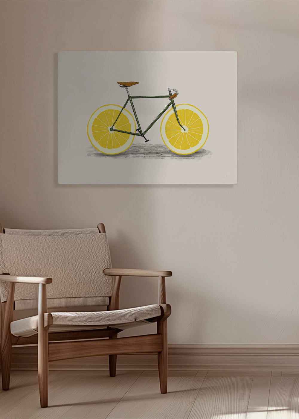 Arte para cozinha bicicleta com rodas de limão