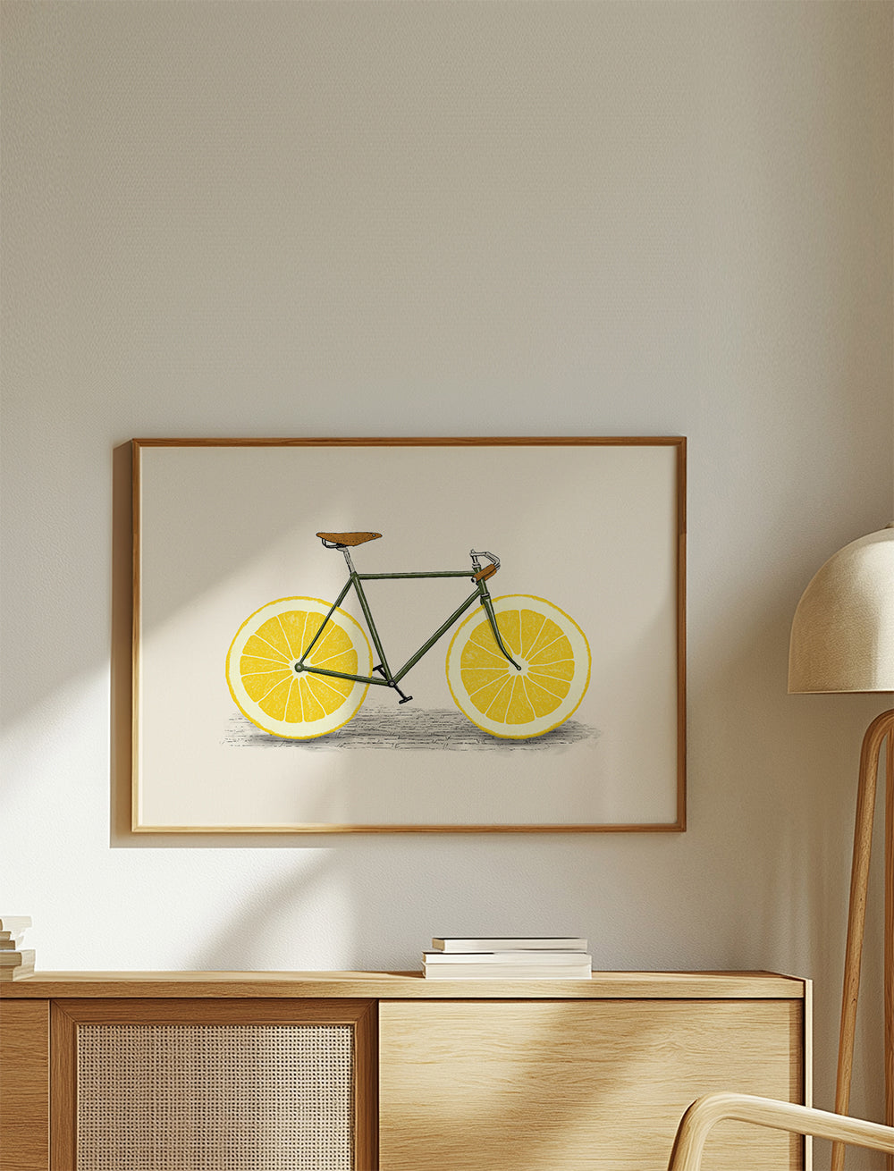 Arte para cozinha bicicleta com rodas de limão