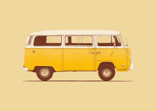 Ilustração carrinha amarela vintage