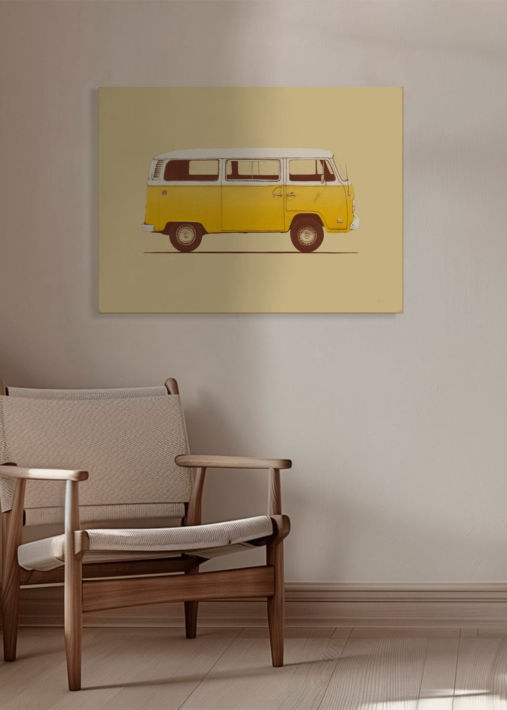 Ilustração carrinha amarela vintage