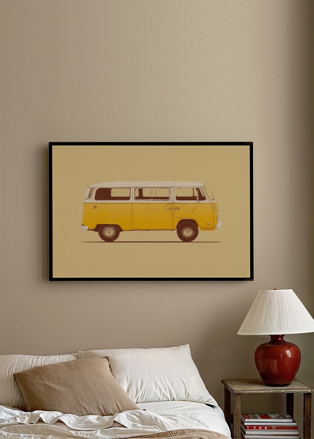 Ilustração carrinha amarela vintage