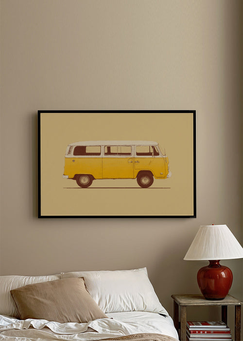 Ilustração carrinha amarela vintage