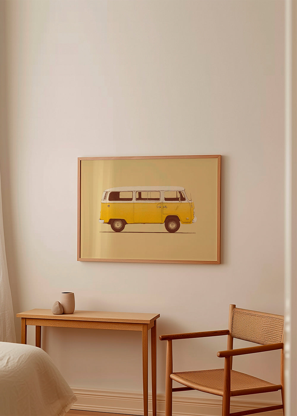 Ilustração carrinha amarela vintage