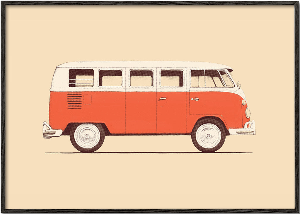 Quadro vintage furgão vermelho