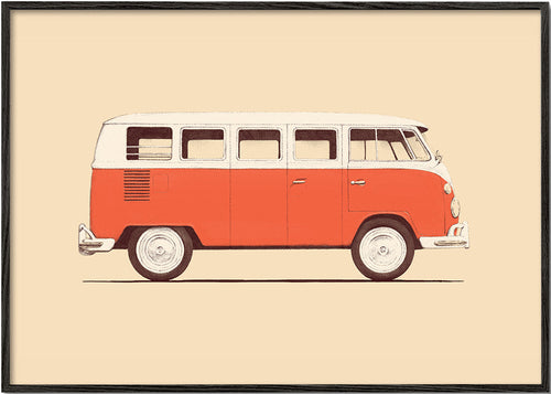 Quadro vintage furgão vermelho