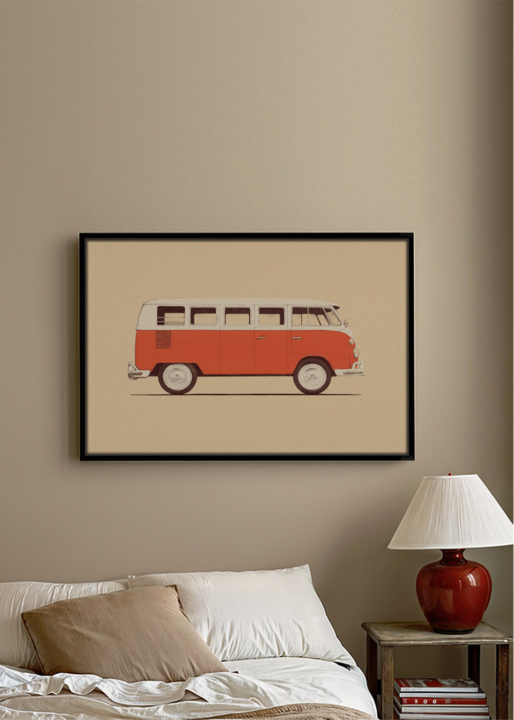 Quadro vintage furgão vermelho