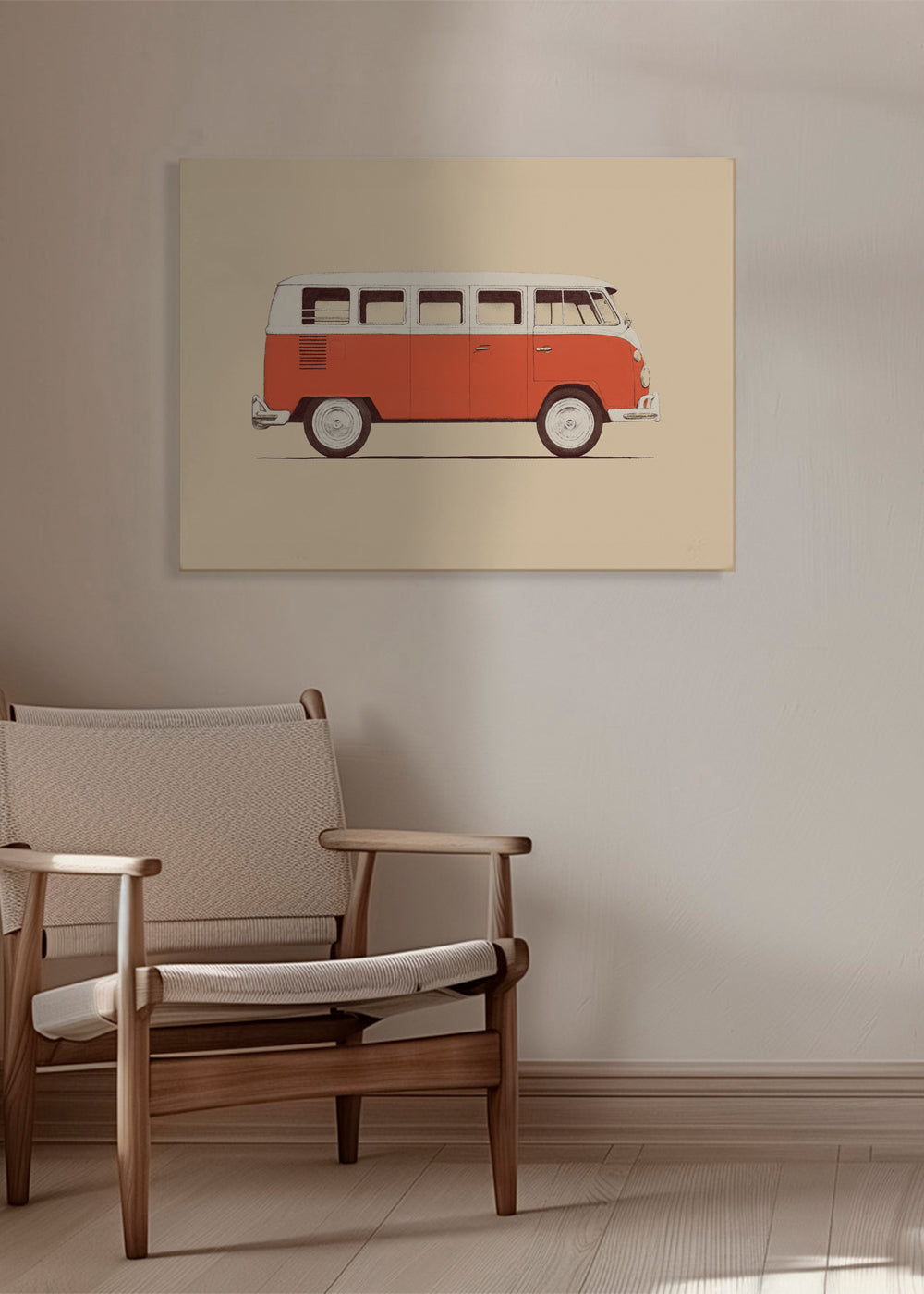 Quadro vintage furgão vermelho