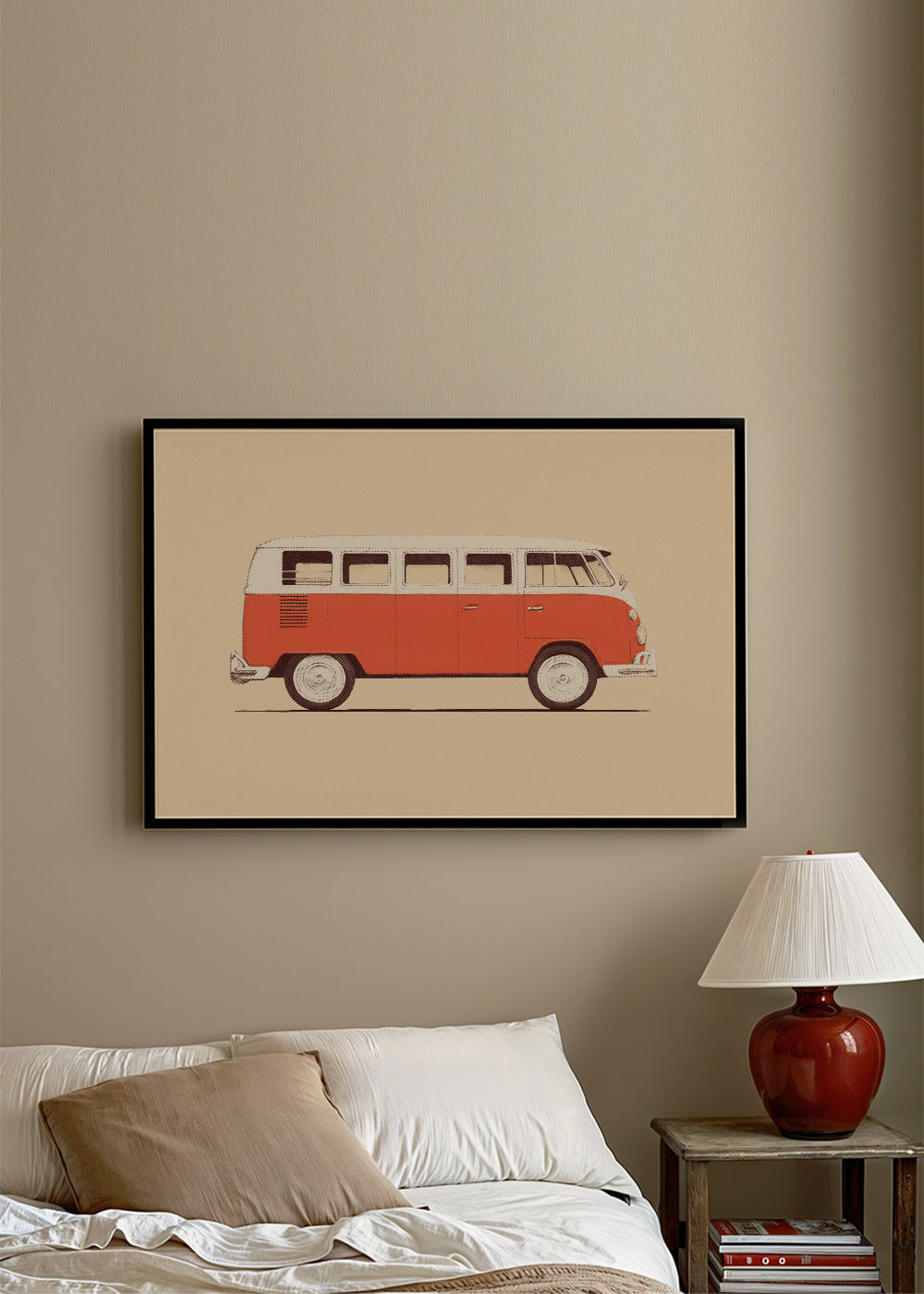 Quadro vintage furgão vermelho