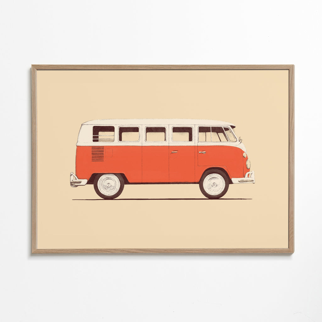 Quadro vintage furgão vermelho