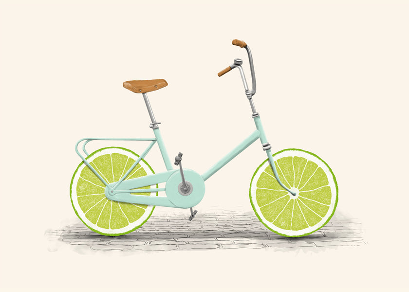 Ilustração bicicleta com rodas de lima