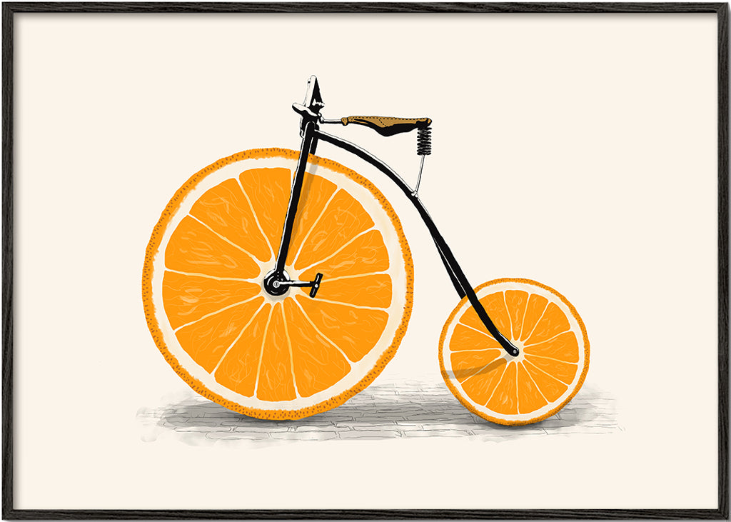 Arte para cozinha: bicicleta de laranja