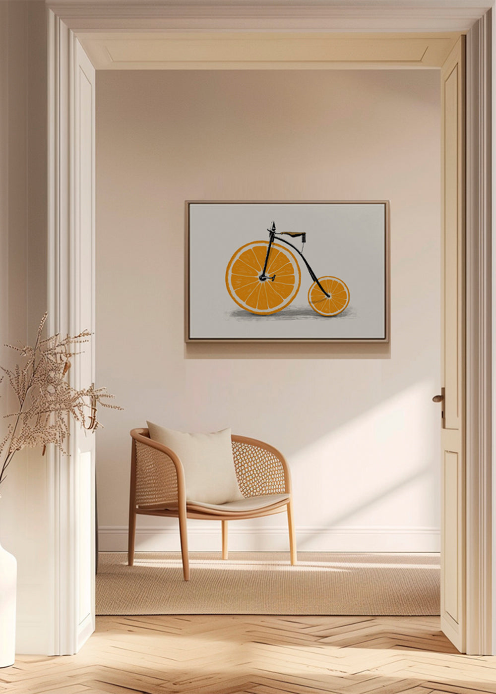 Arte para cozinha: bicicleta de laranja