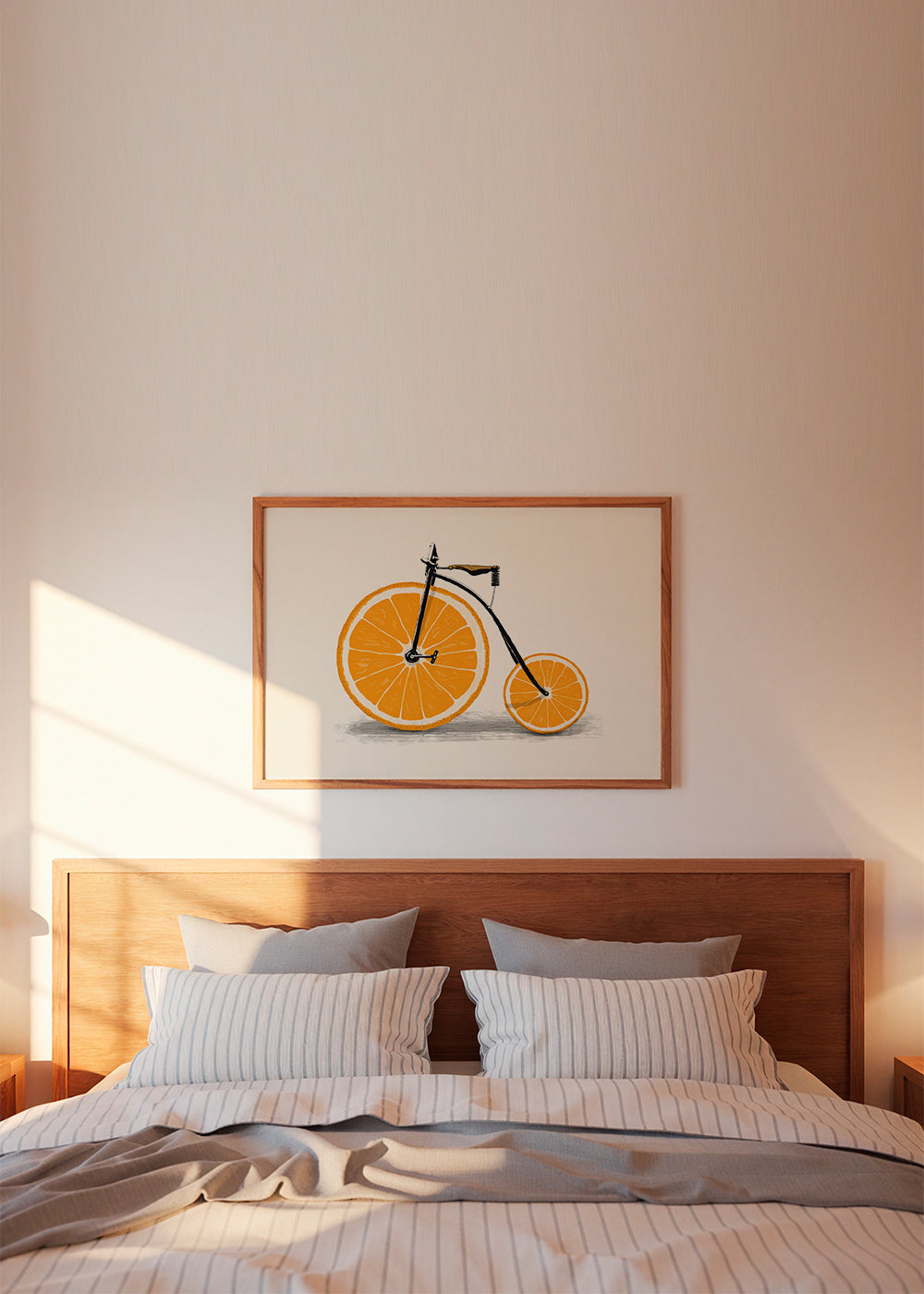 Arte para cozinha: bicicleta de laranja