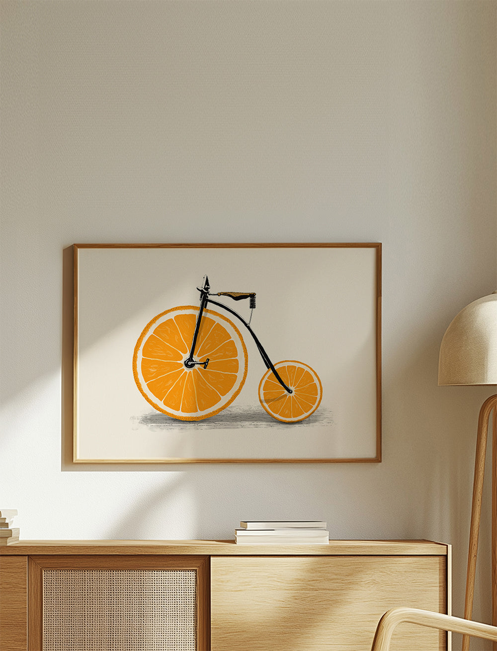 Arte para cozinha: bicicleta de laranja