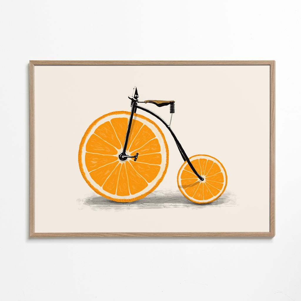 Arte para cozinha: bicicleta de laranja