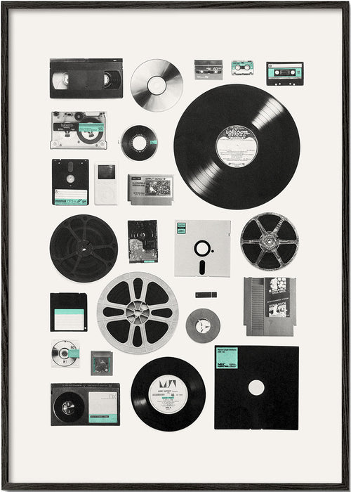 Estampa vintage de suportes musicais em colagem