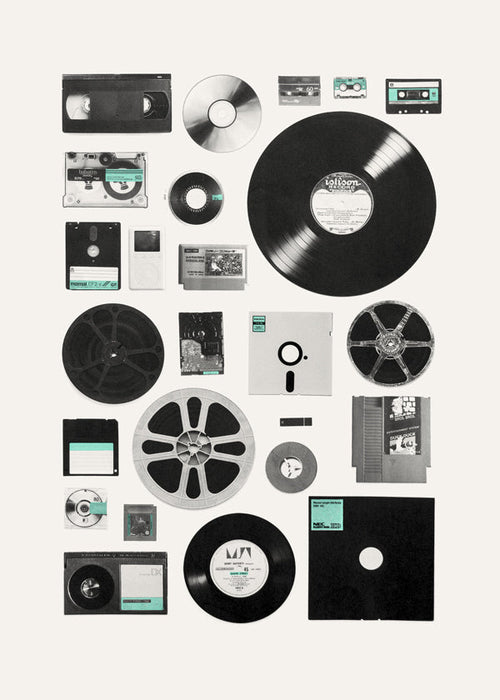 Estampa vintage de suportes musicais em colagem