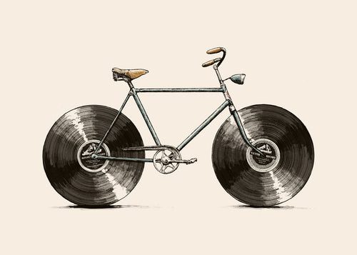 Ilustração bicicleta rodas de vinil