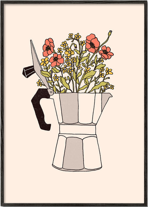 Arte para cozinha moka com flores