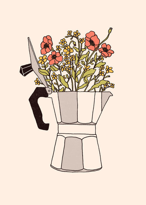 Arte para cozinha moka com flores